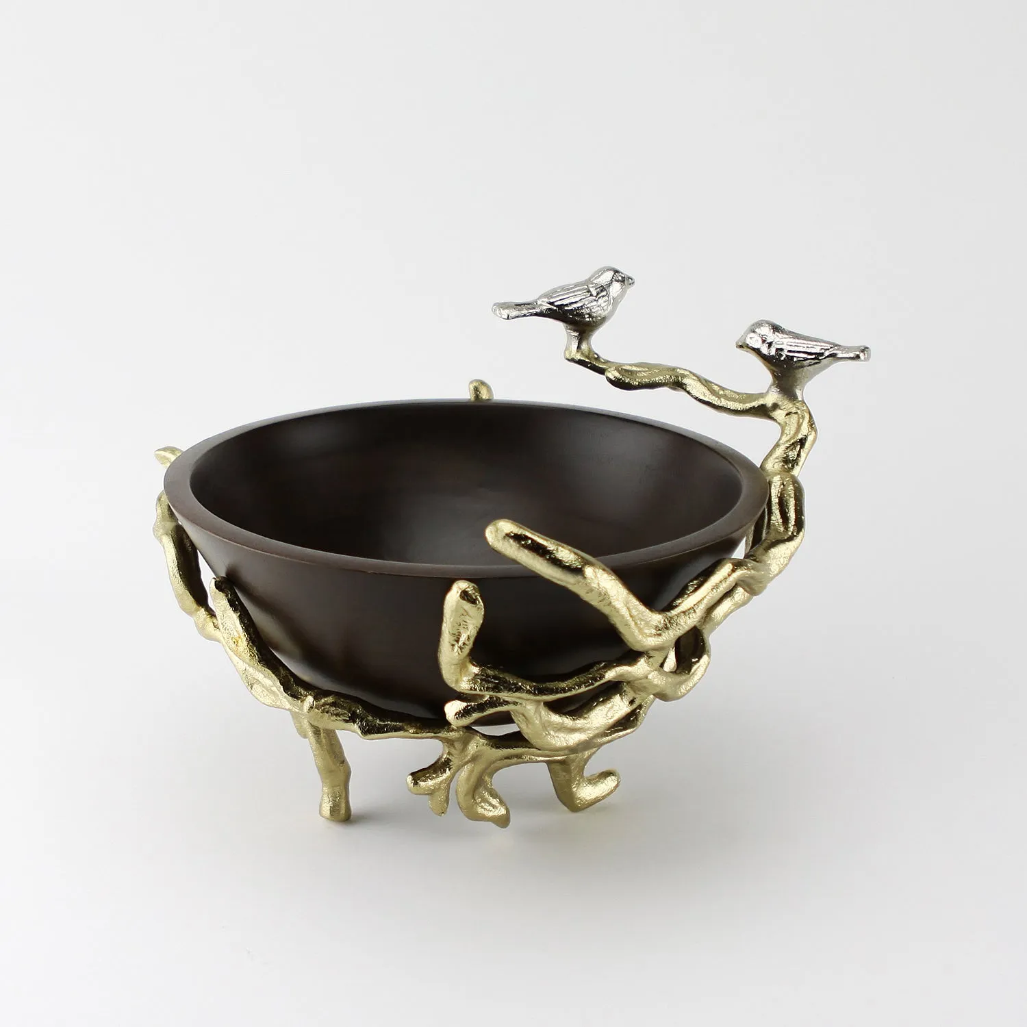 Wood Bowl on Metal Stand